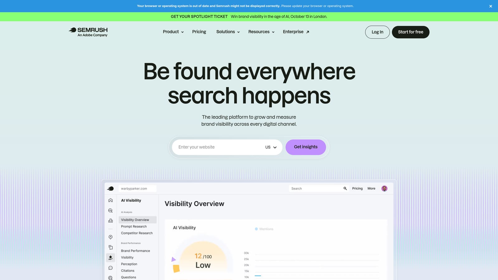 Screenshot of SEMrush PPC Toolkit website