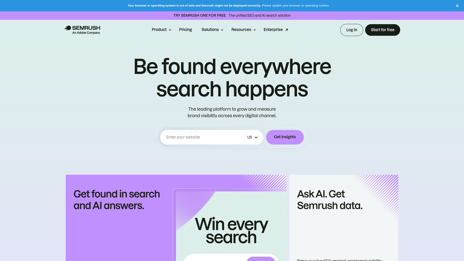 Screenshot of SEMrush Advertising Toolkit website