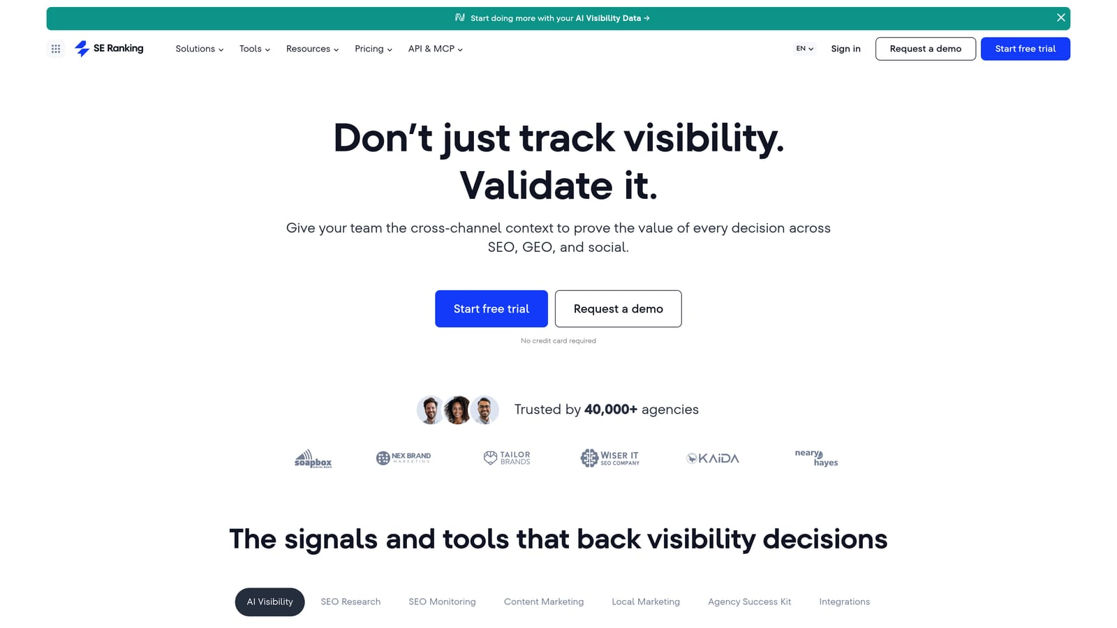 Screenshot of SE Ranking website