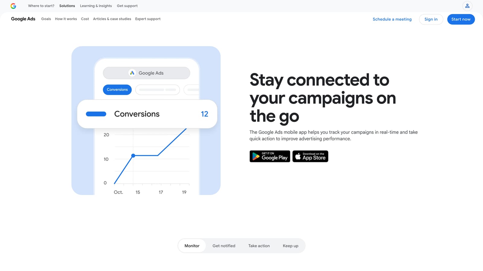 Screenshot of Google Ads Mobile App website