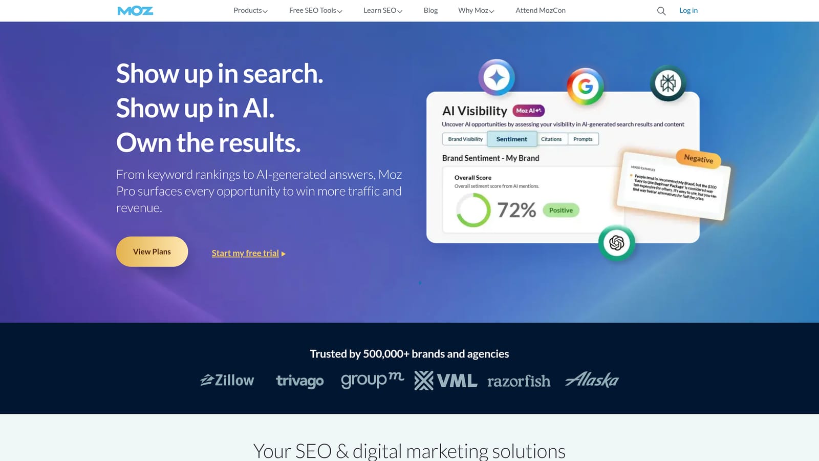 Screenshot of Moz Keyword Explorer website