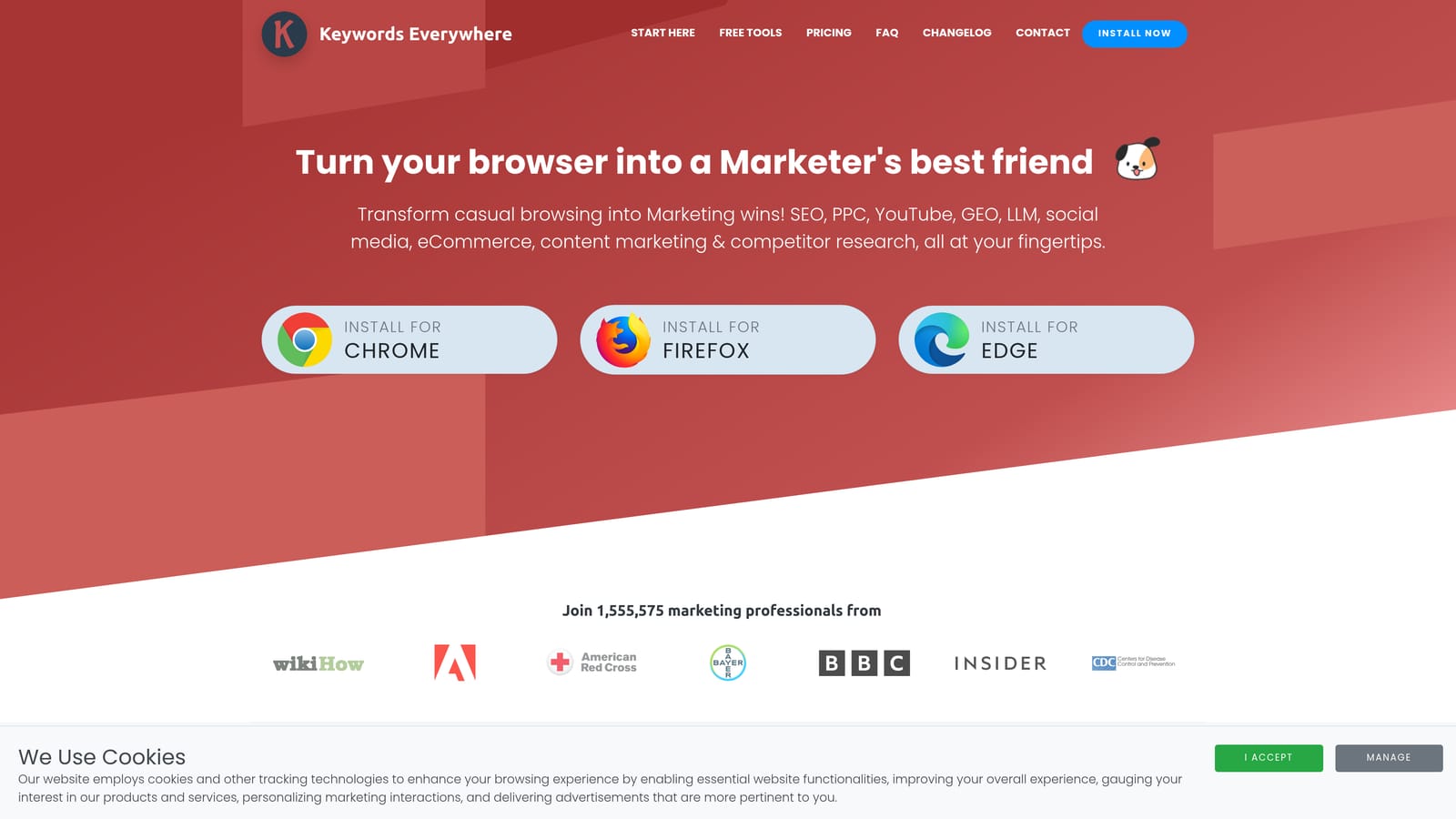 Screenshot of Keywords Everywhere website
