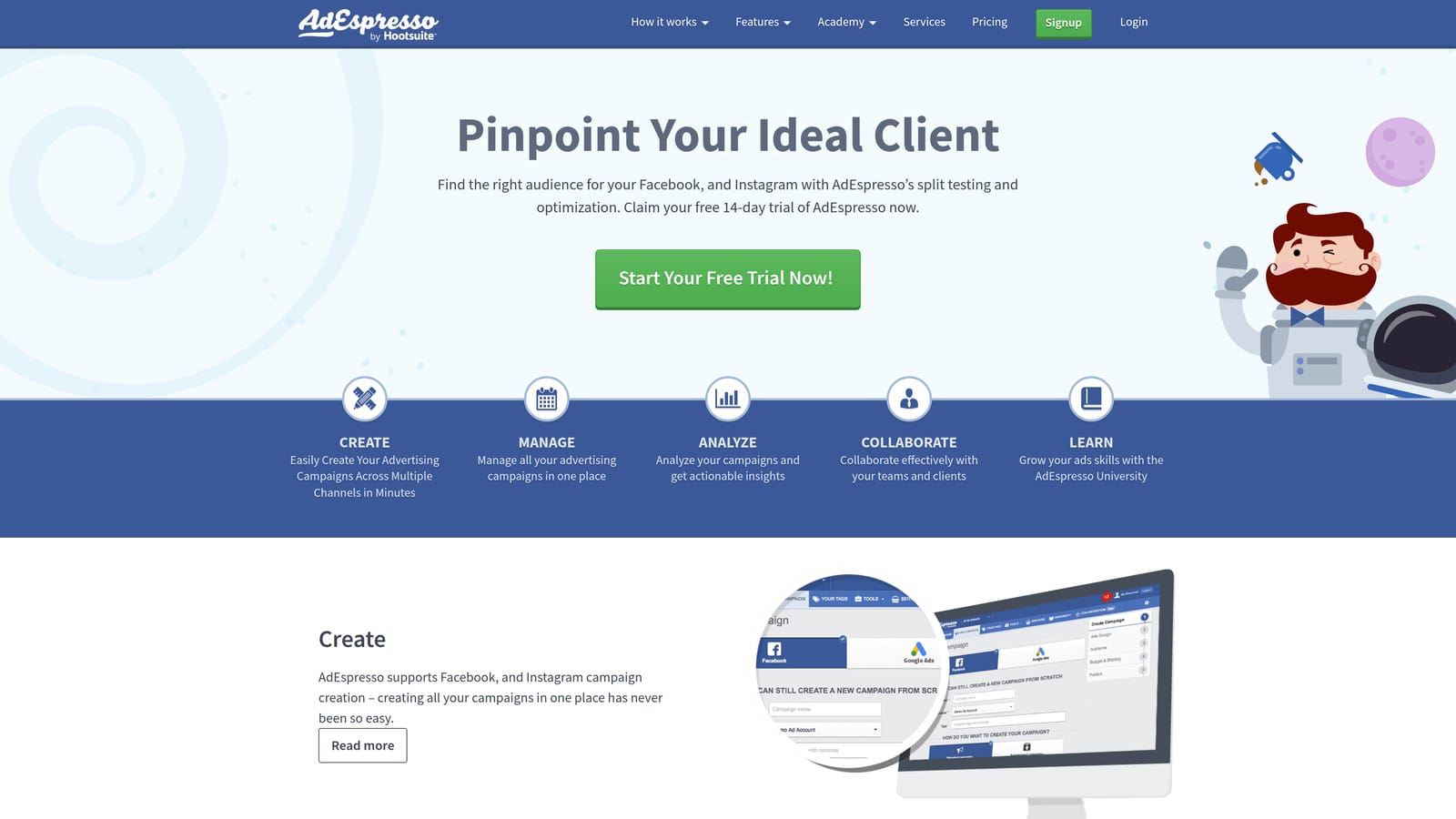 Screenshot of AdEspresso website