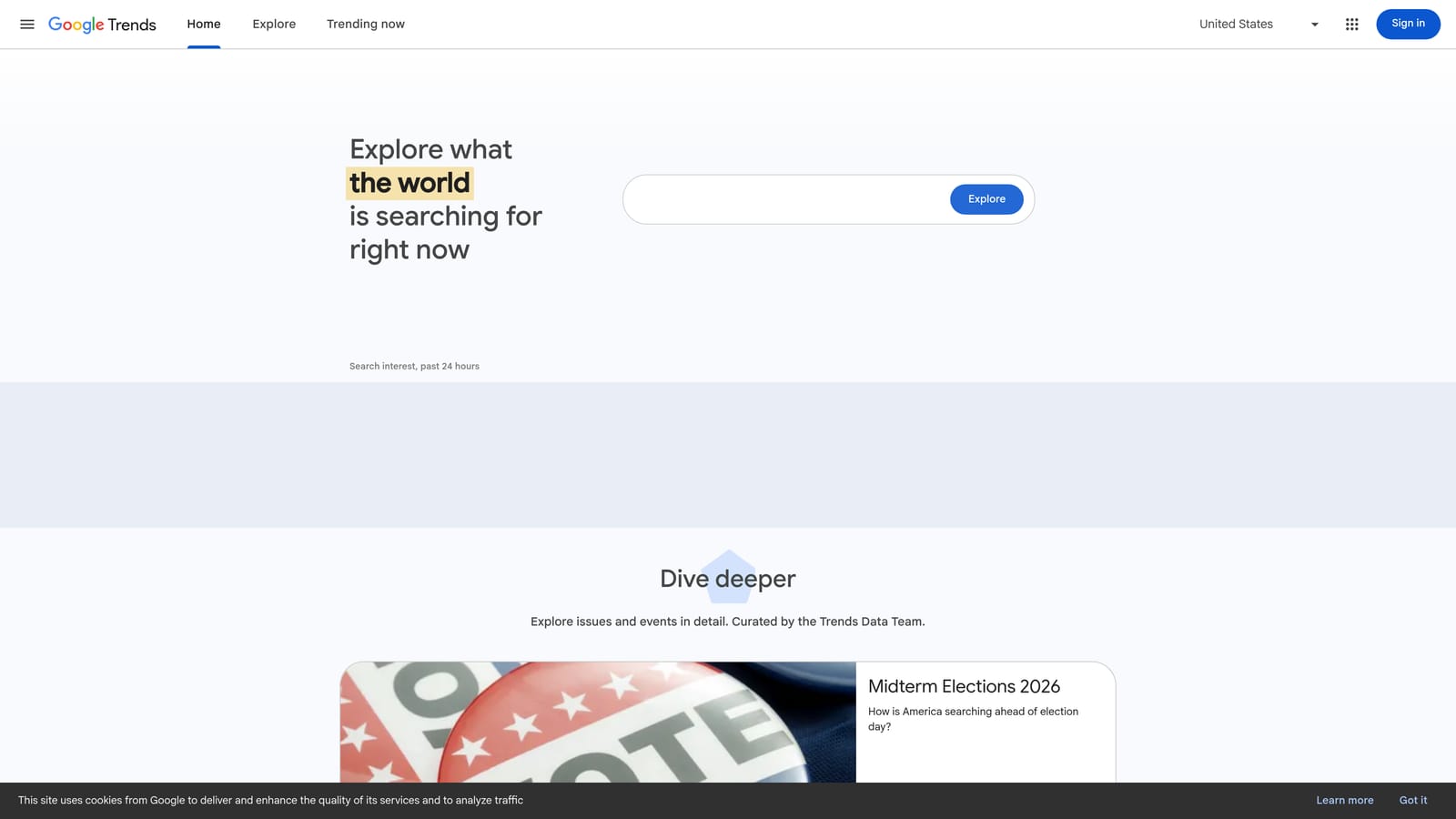 Screenshot of Google Trends website