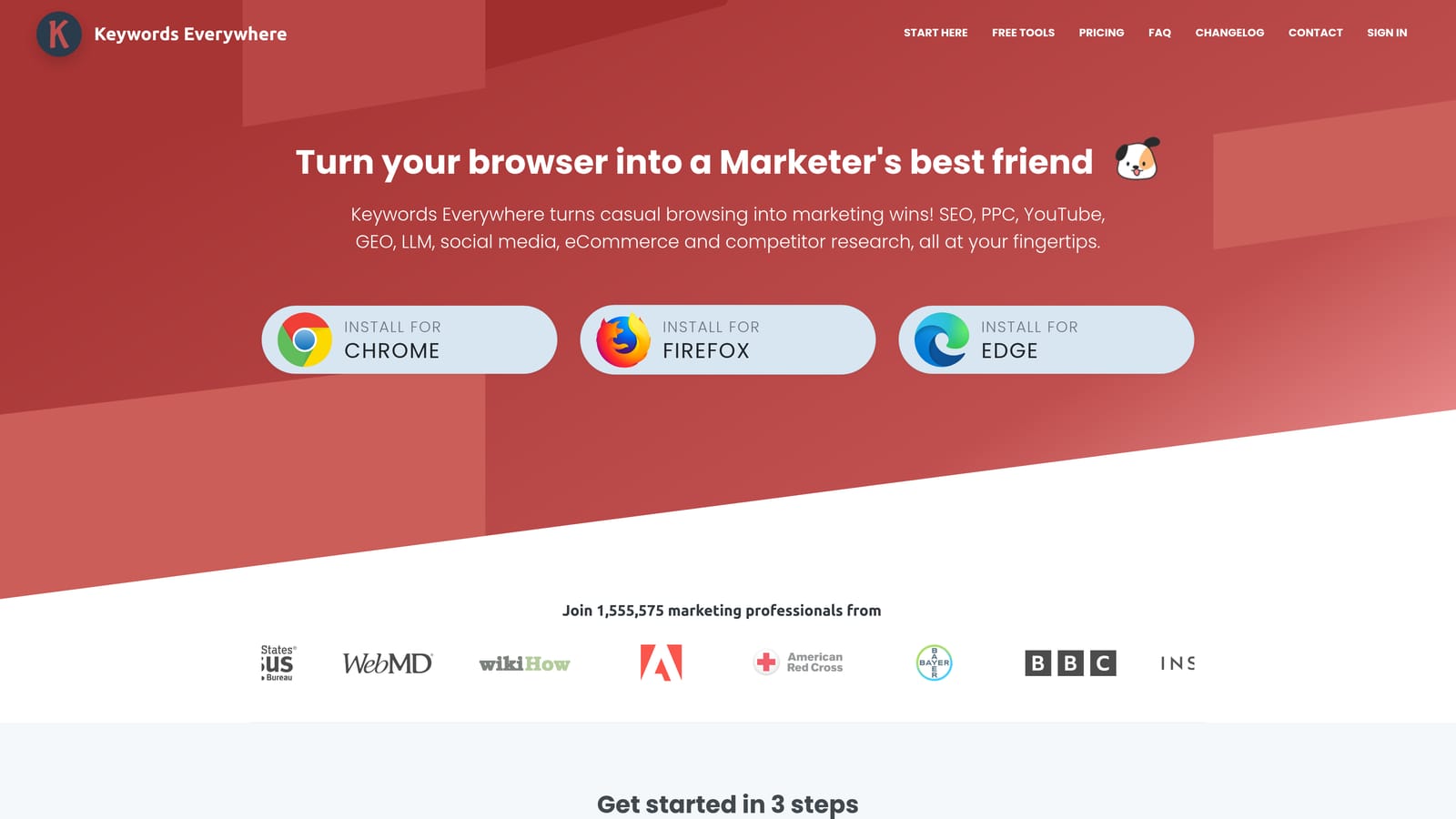 Screenshot of Keywords Everywhere website