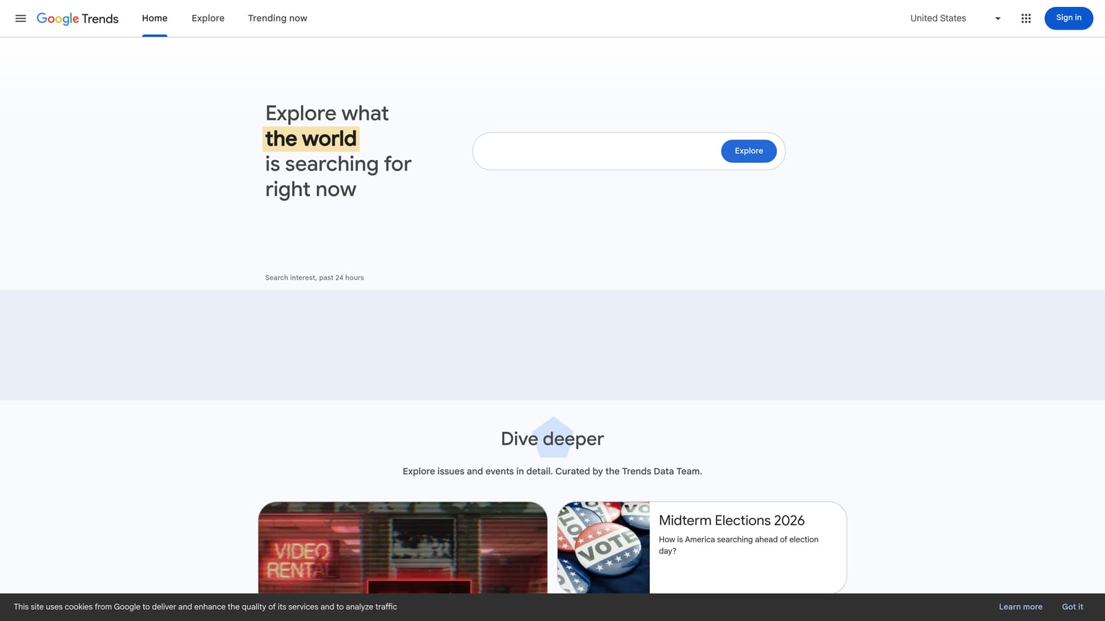 Screenshot of Google Trends website