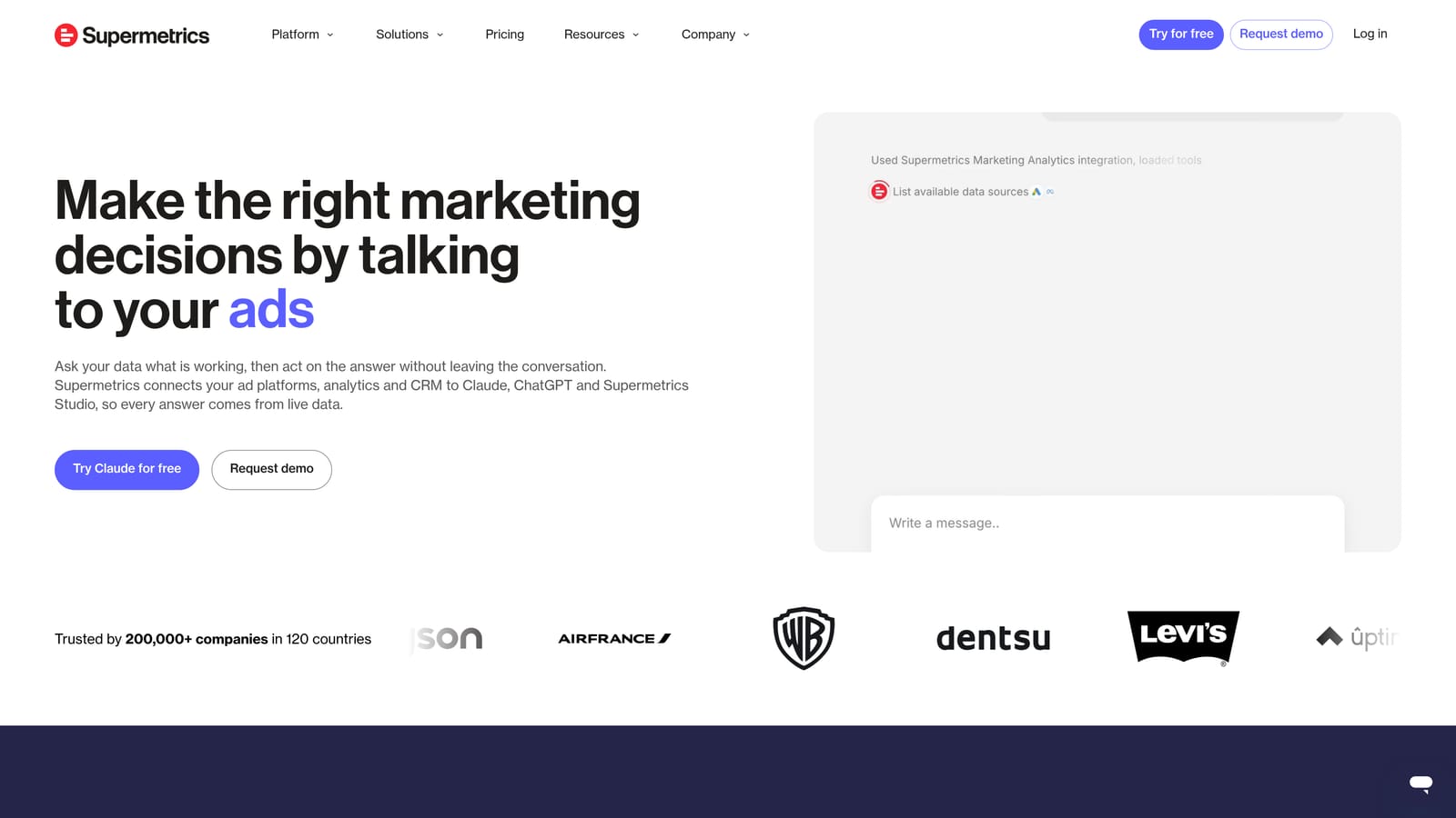 Screenshot of Supermetrics website