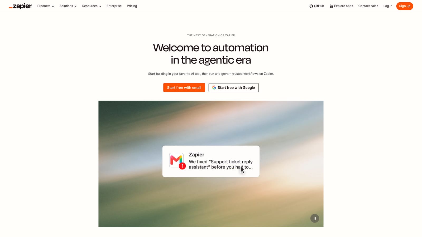 Screenshot of Zapier website