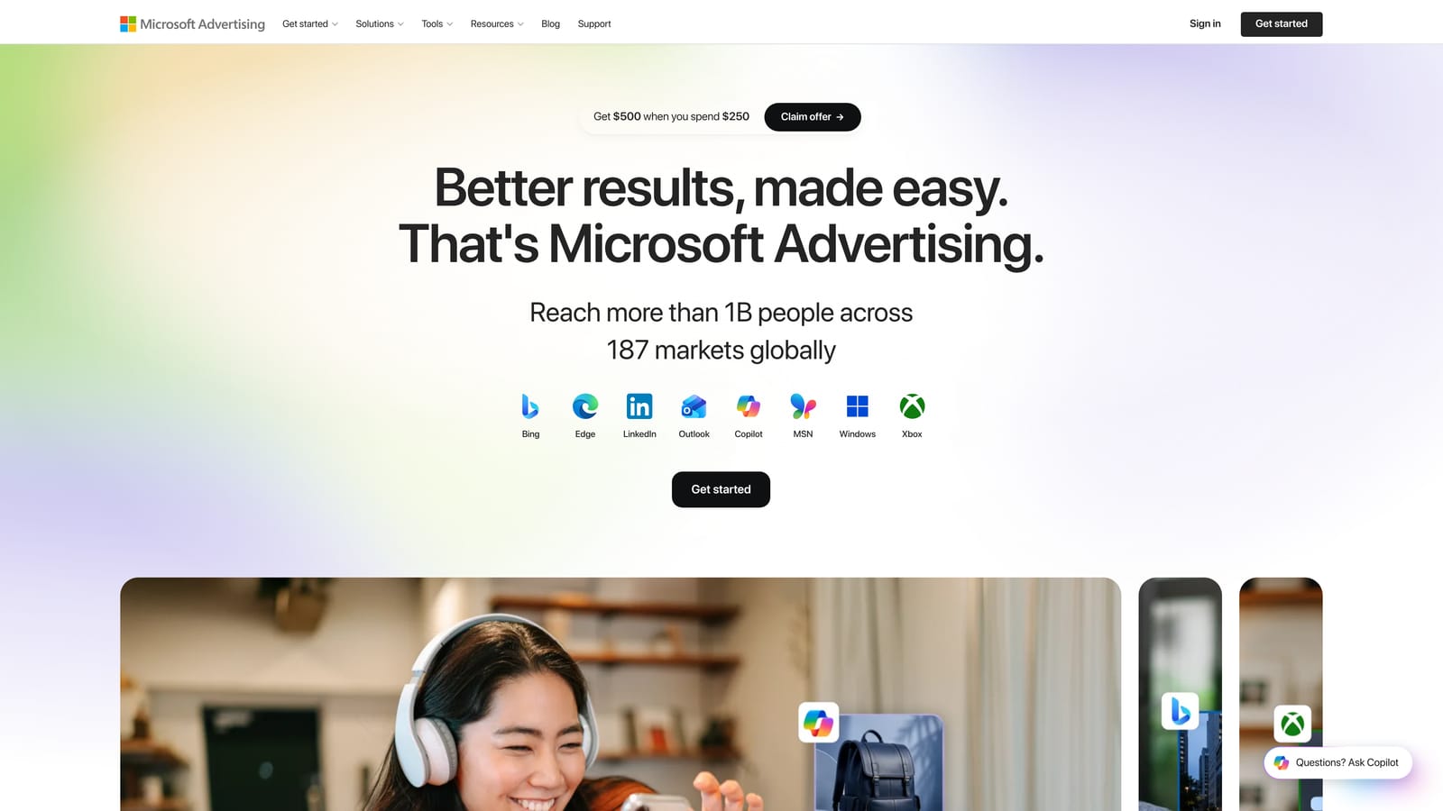 Screenshot of Microsoft Advertising Editor website