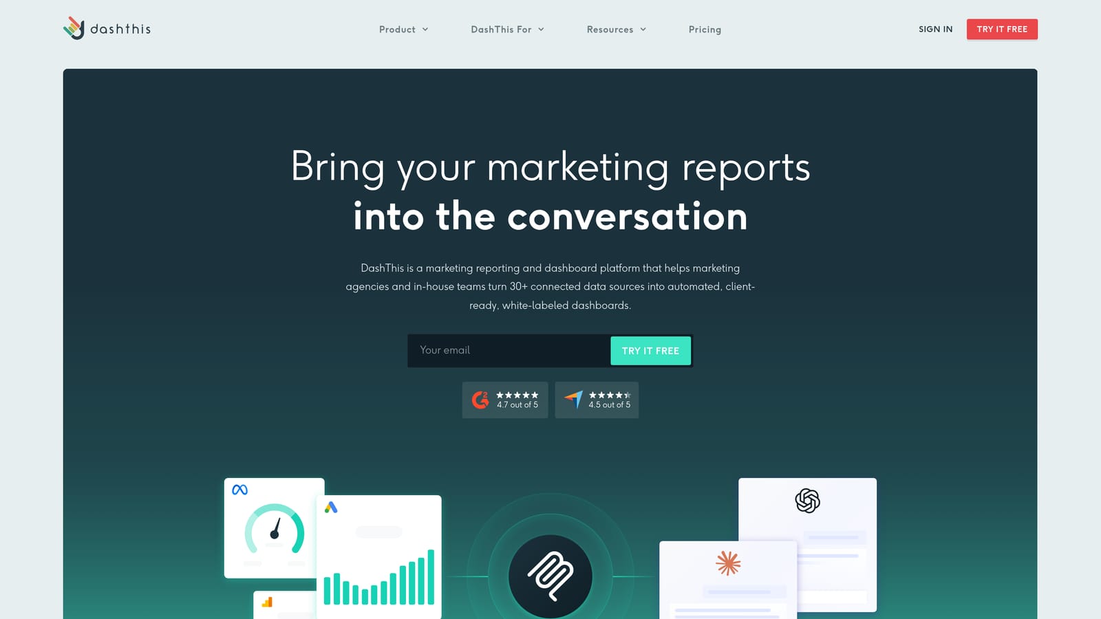 Screenshot of DashThis website