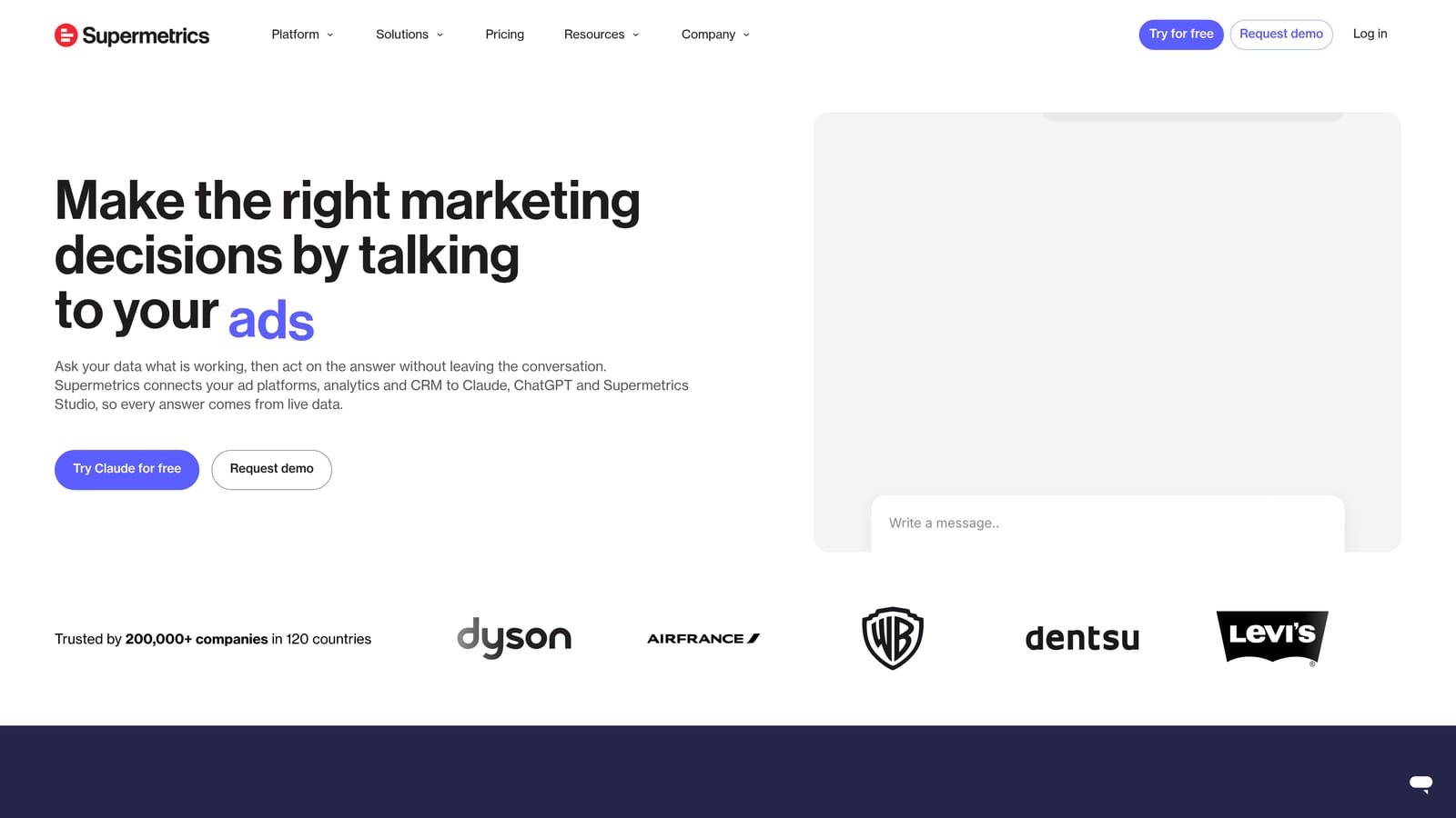 Screenshot of Supermetrics website