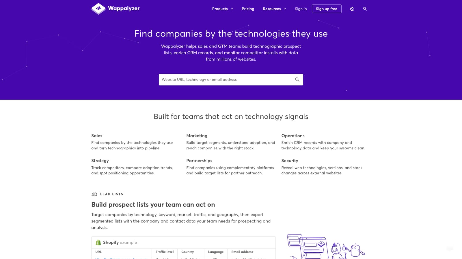 Screenshot of Wappalyzer website
