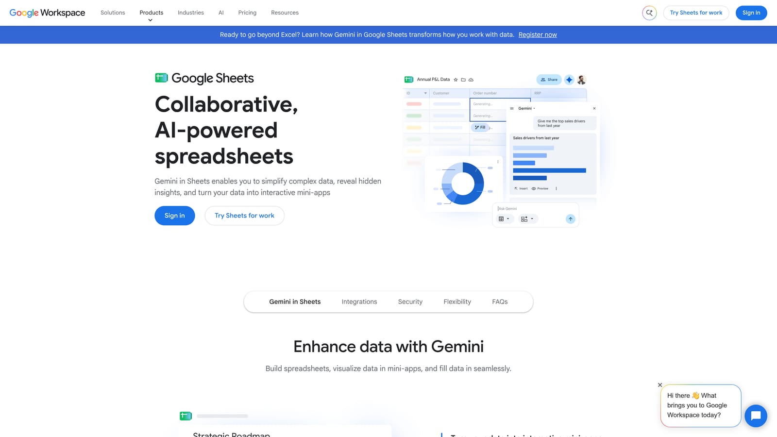 Screenshot of Google Sheets Workflow website