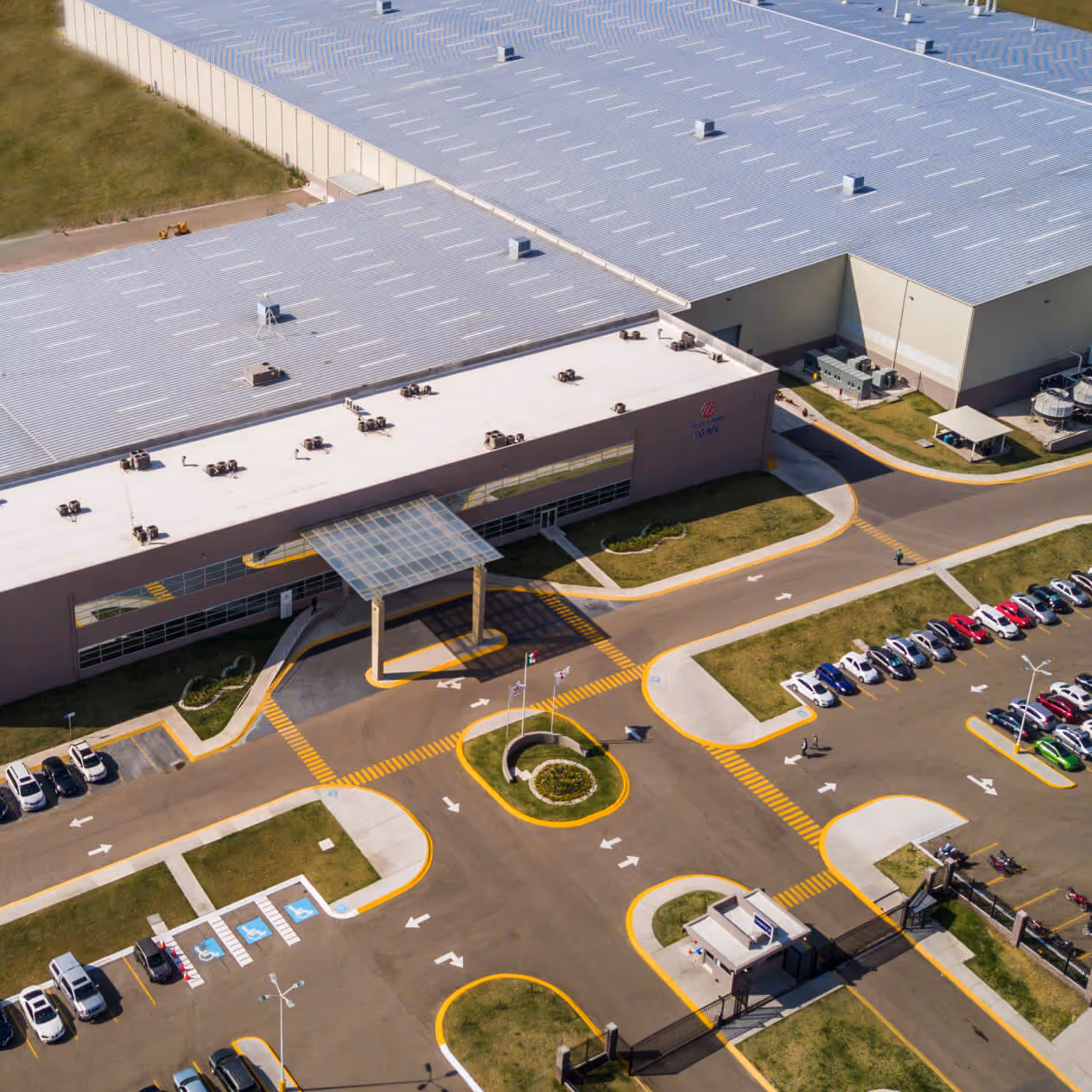 Aerial shot of Toyoda Gosei Irapuato Mexico building.