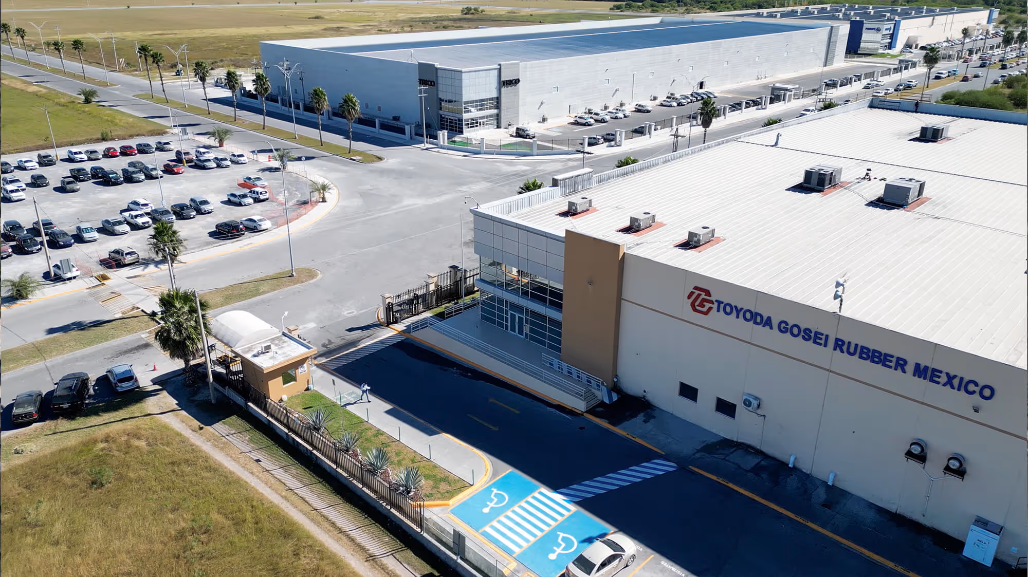 Aerial shot of Los Palmares Industrial park.