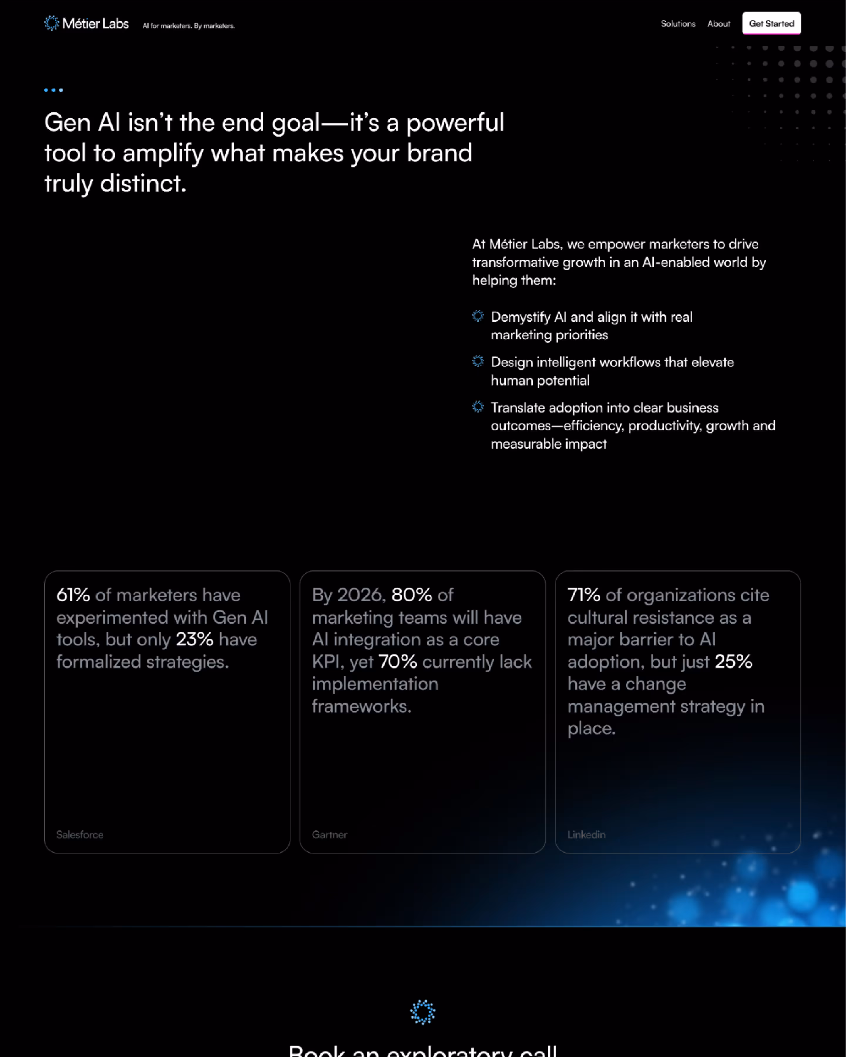 A website design for an ai startup