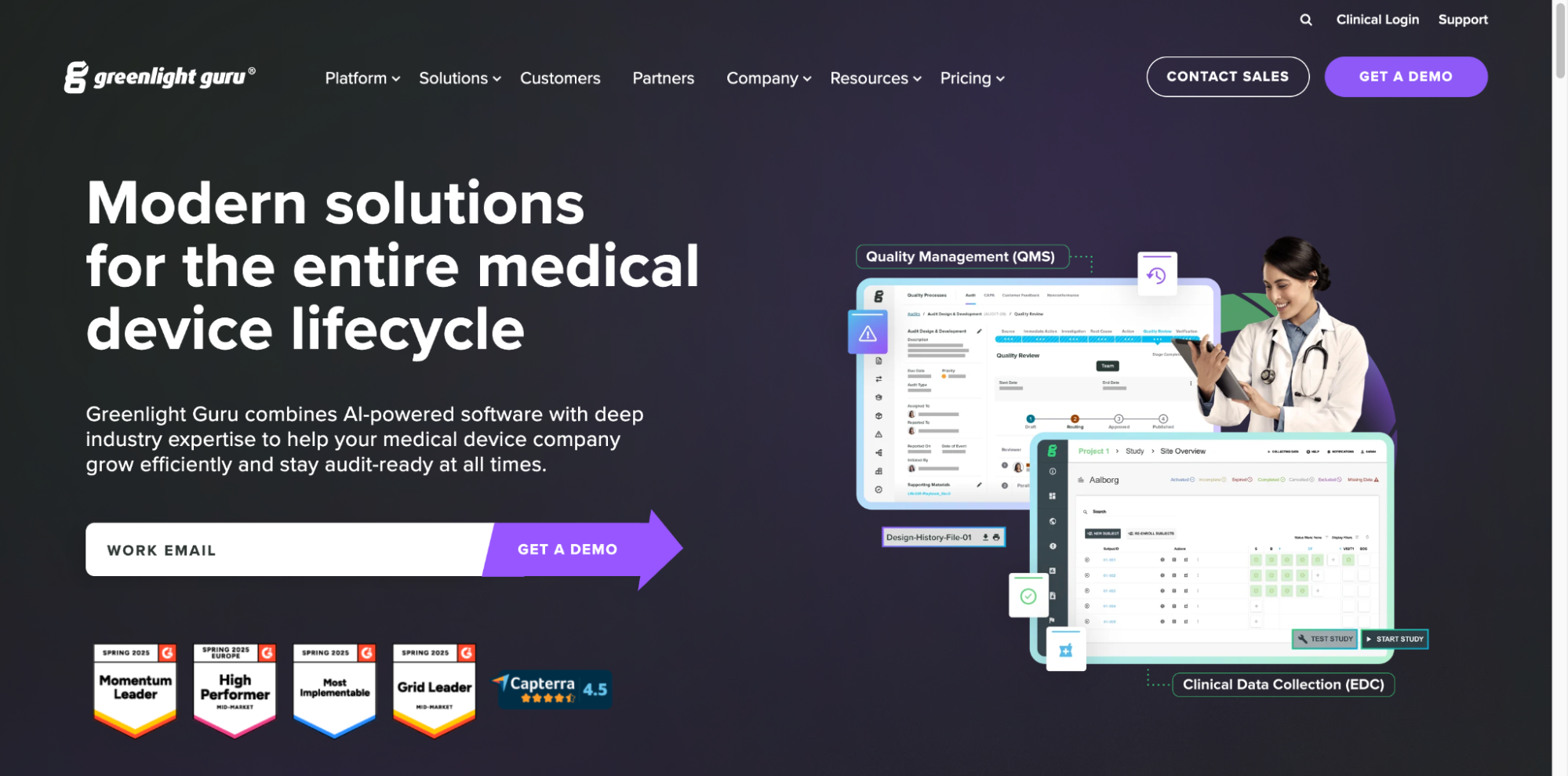Greenlight guru is one of the best ISO 9001 compliance software platforms.