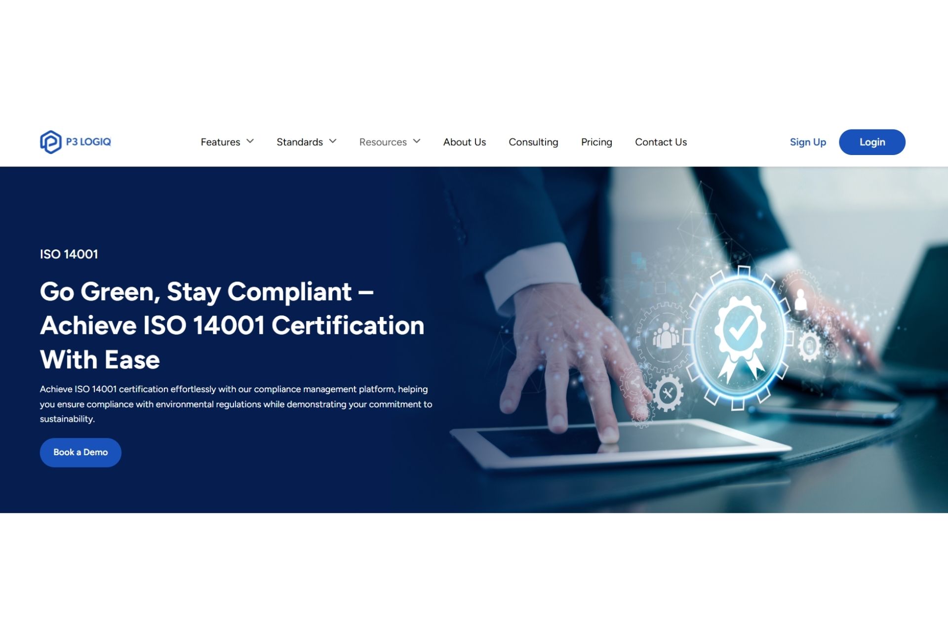 P3 LogiQ is a platform that supports ISO 14001 certification while helping businesses manage environmental compliance more efficiently.