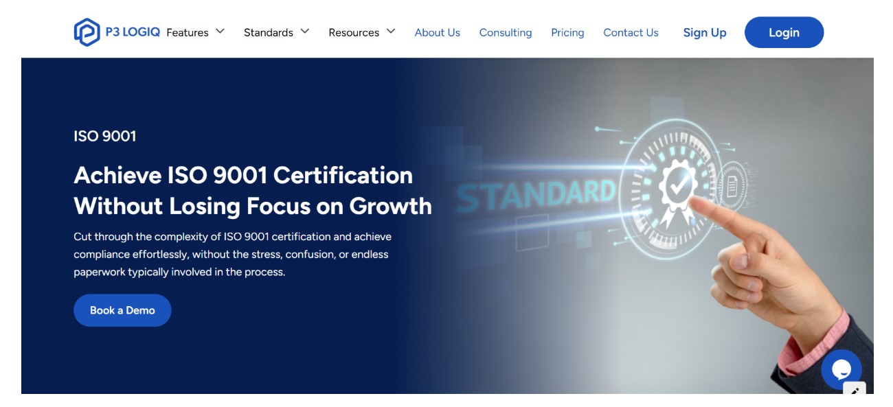P3 LogiQ helps you to simplify the entire ISO 9001 certification process from gap analysis to audit readiness.