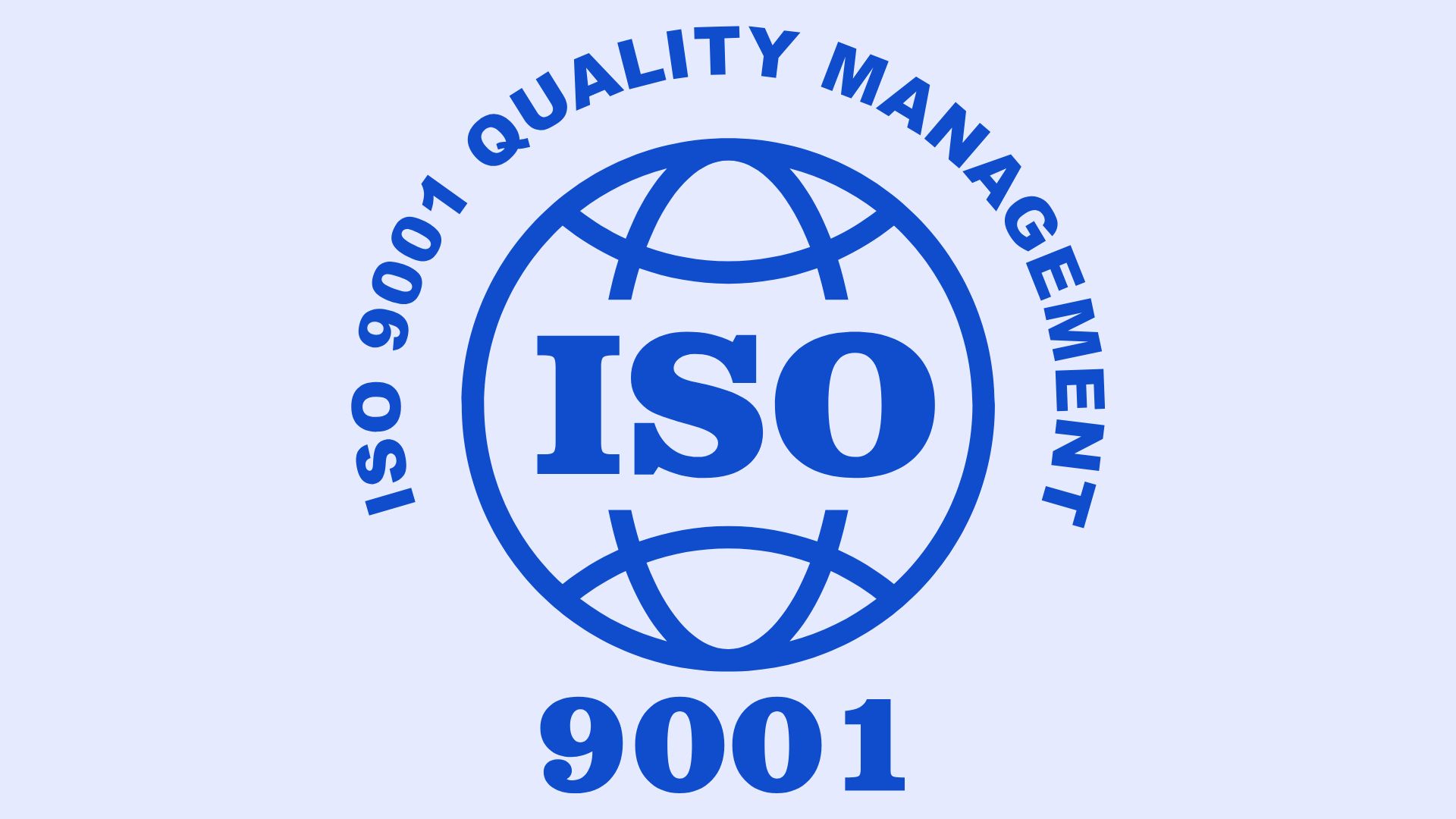 ISO 9001 logo representing the international standard for quality management systems and commitment to consistent quality and continuous improvement.