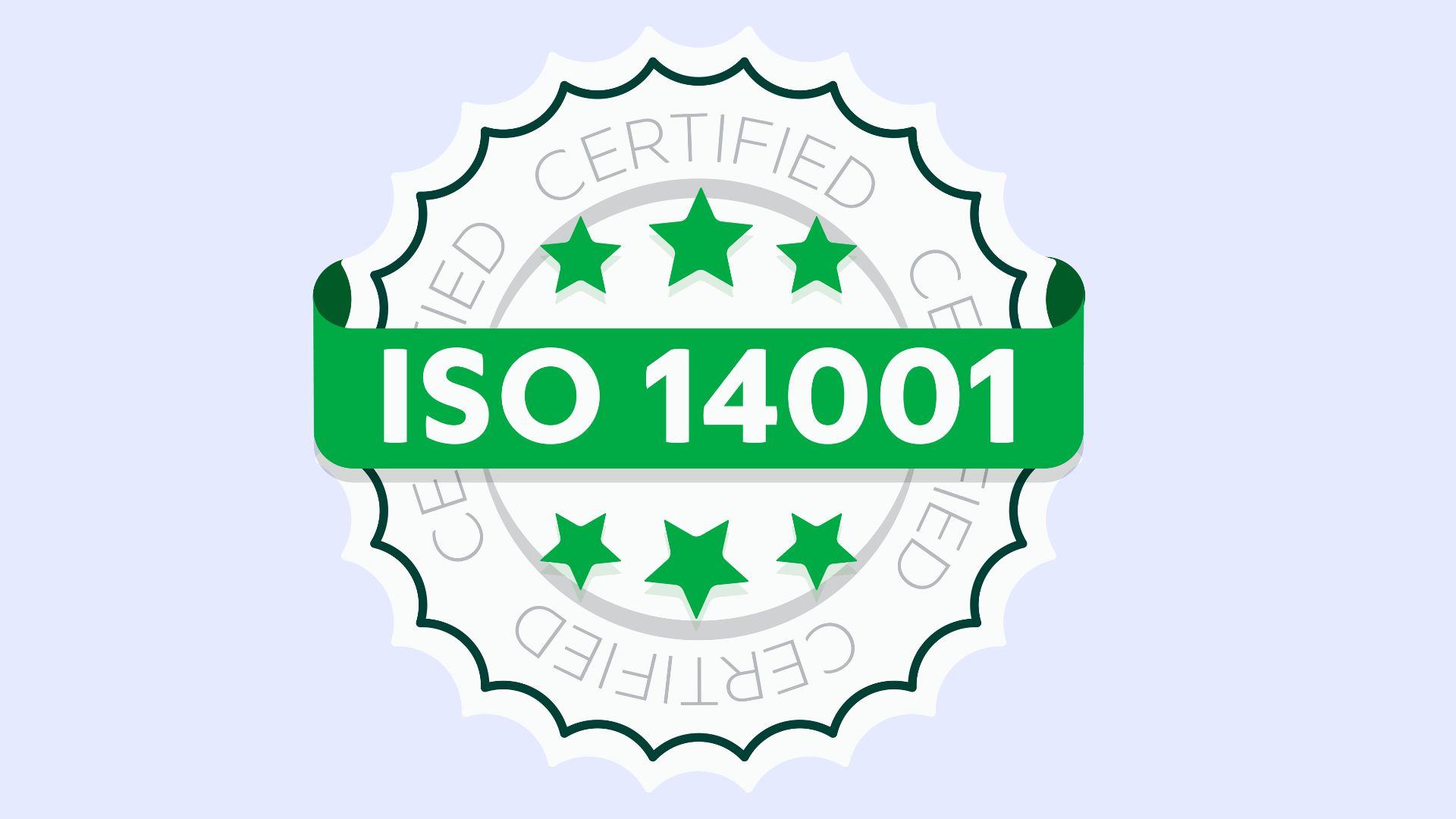 ISO 14001 logo representing the international standard for environmental management systems and commitment to sustainability and environmental responsibility.