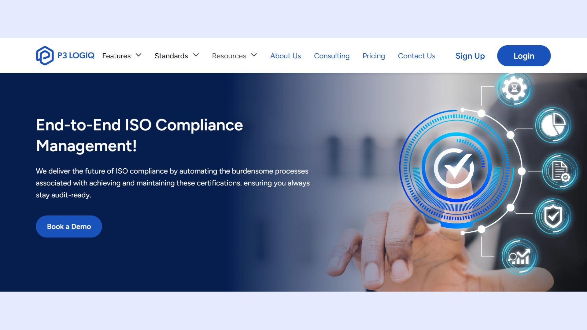 P3 LogiQ helps you to simplify the entire ISO certification process from gap analysis to audit readiness.