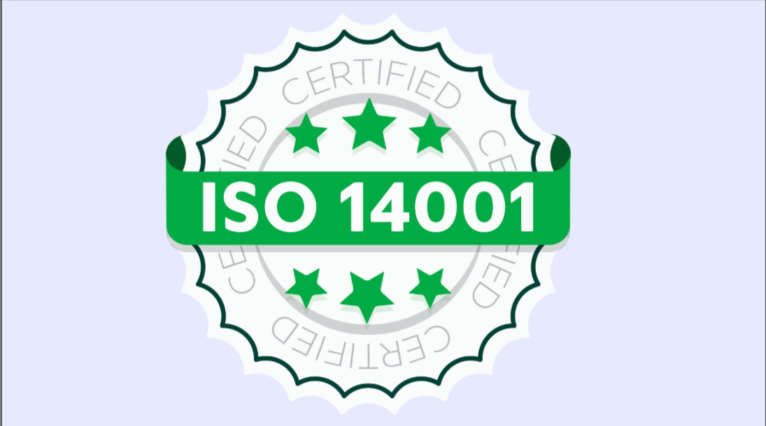 ISO 14001 logo representing the international standard for environmental management systems and commitment to sustainability and environmental responsibility.