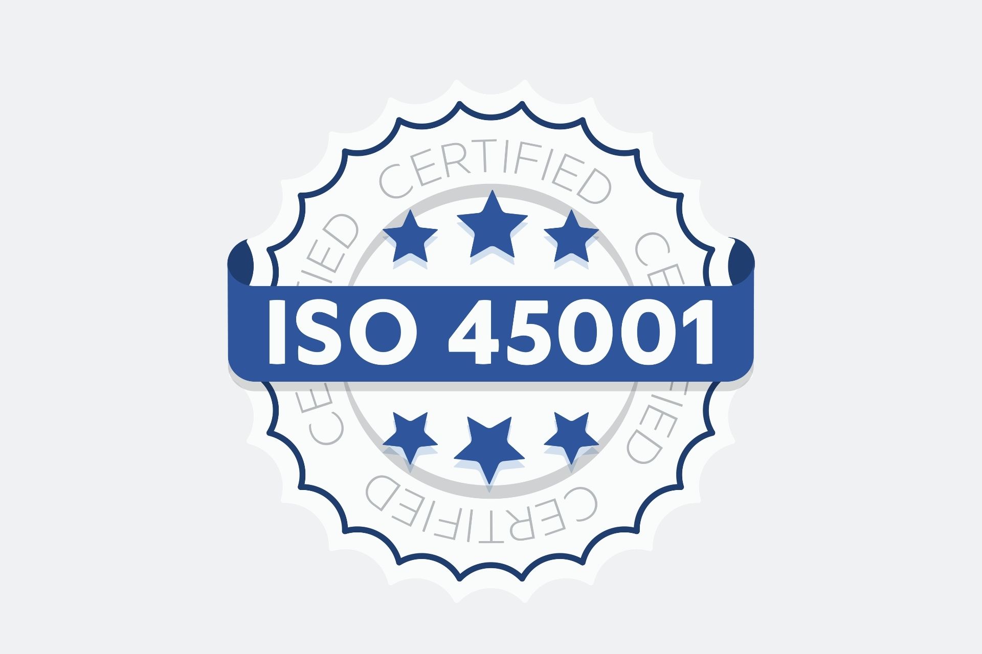 ISO 45001 occupational health and safety management system standard represented with certification-themed branding.