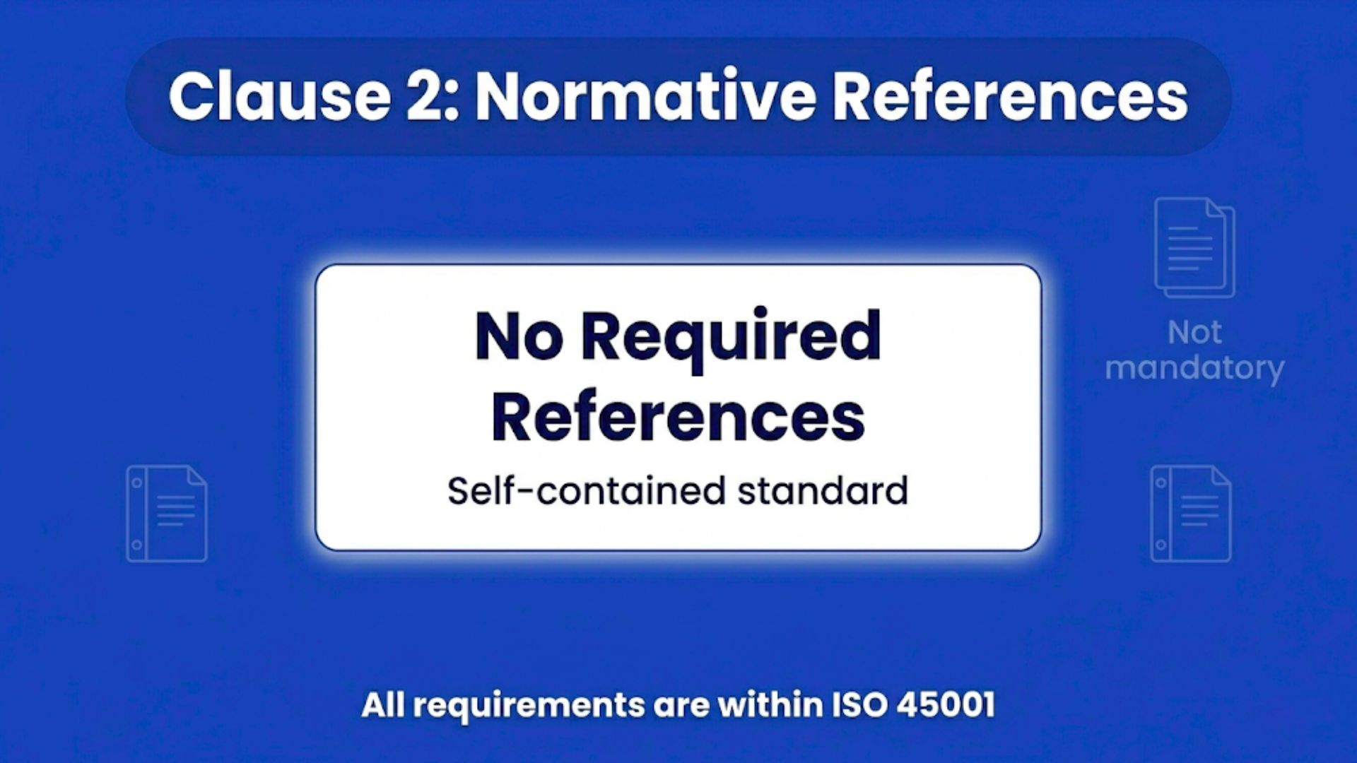 ISO 45001 Clause 2 showing that there are no required normative references for the standard.
