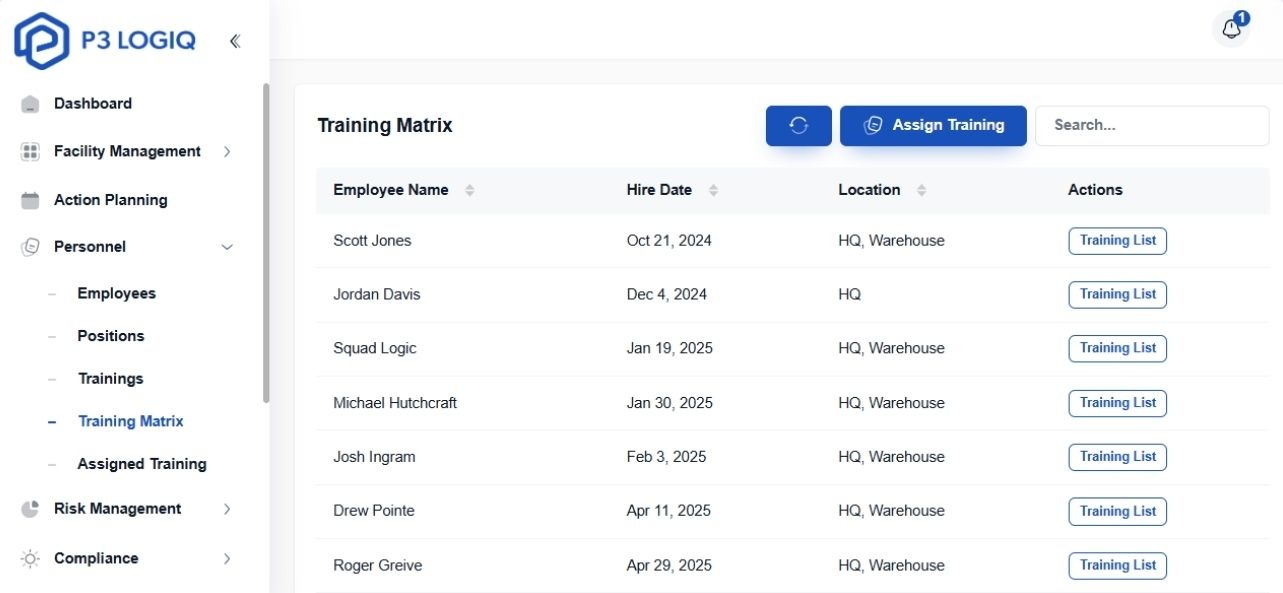Training management software by P3 LogiQ is included in leading Qualio competitors' quality management software.