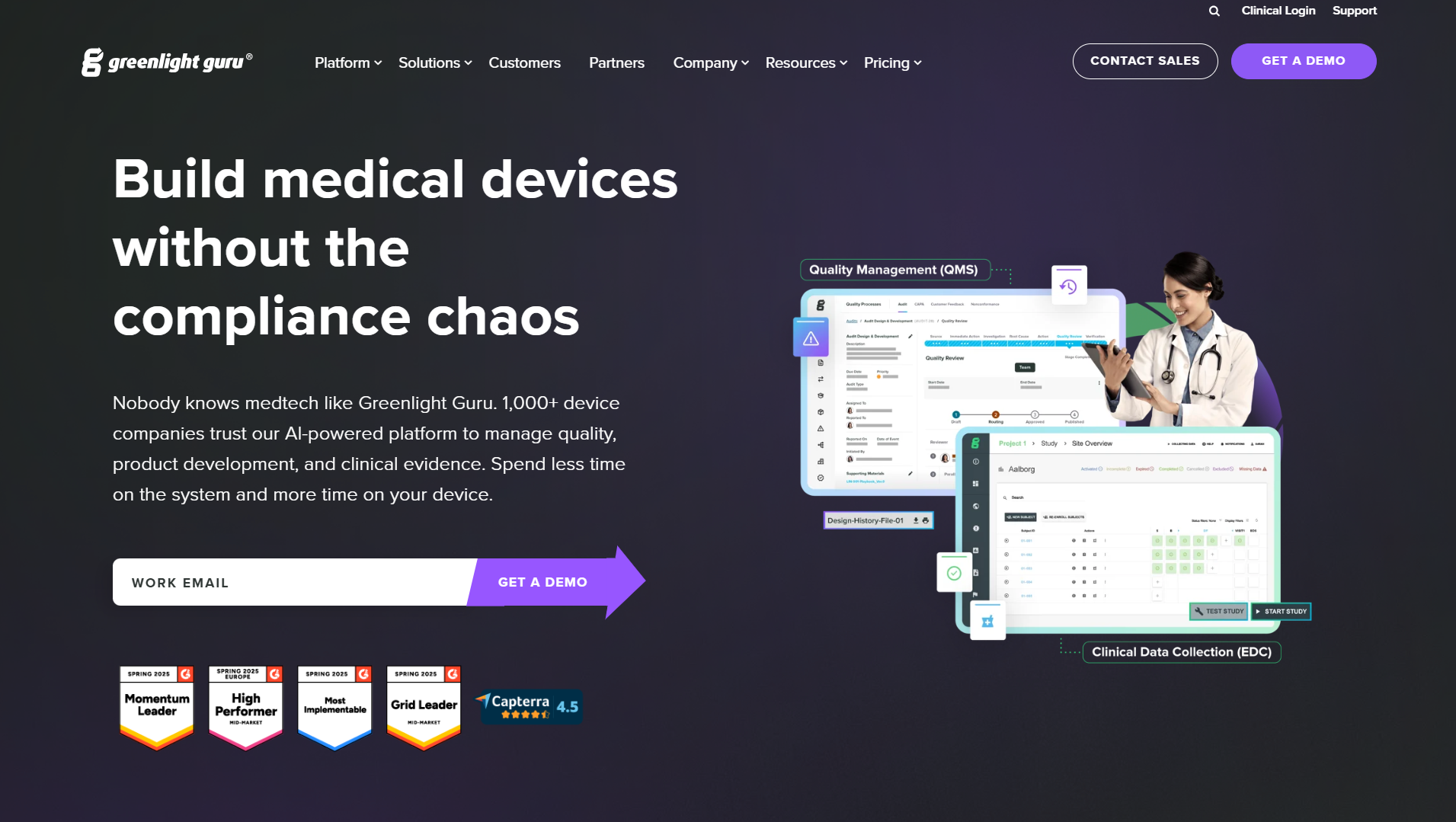 Greenlight Guru quality management software, a Qualio alternative for medical device compliance and quality management.