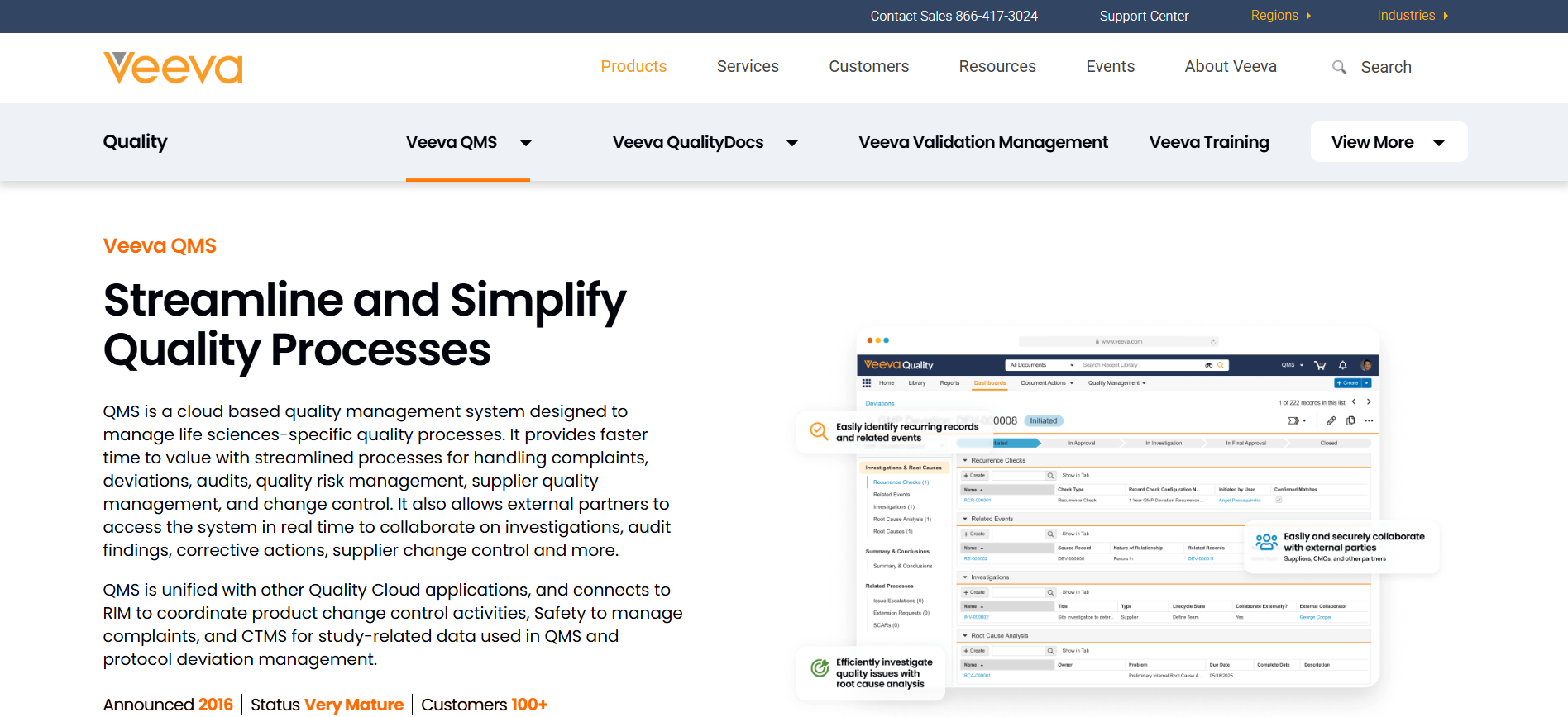 Veeva QMS quality management software compared with Qualio alternatives for regulated industries.