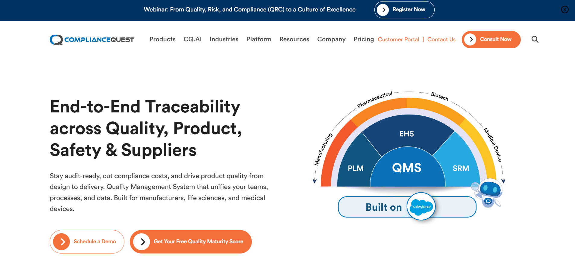 ComplianceQuest QMS platform among Qualio competitors' quality management software solutions.