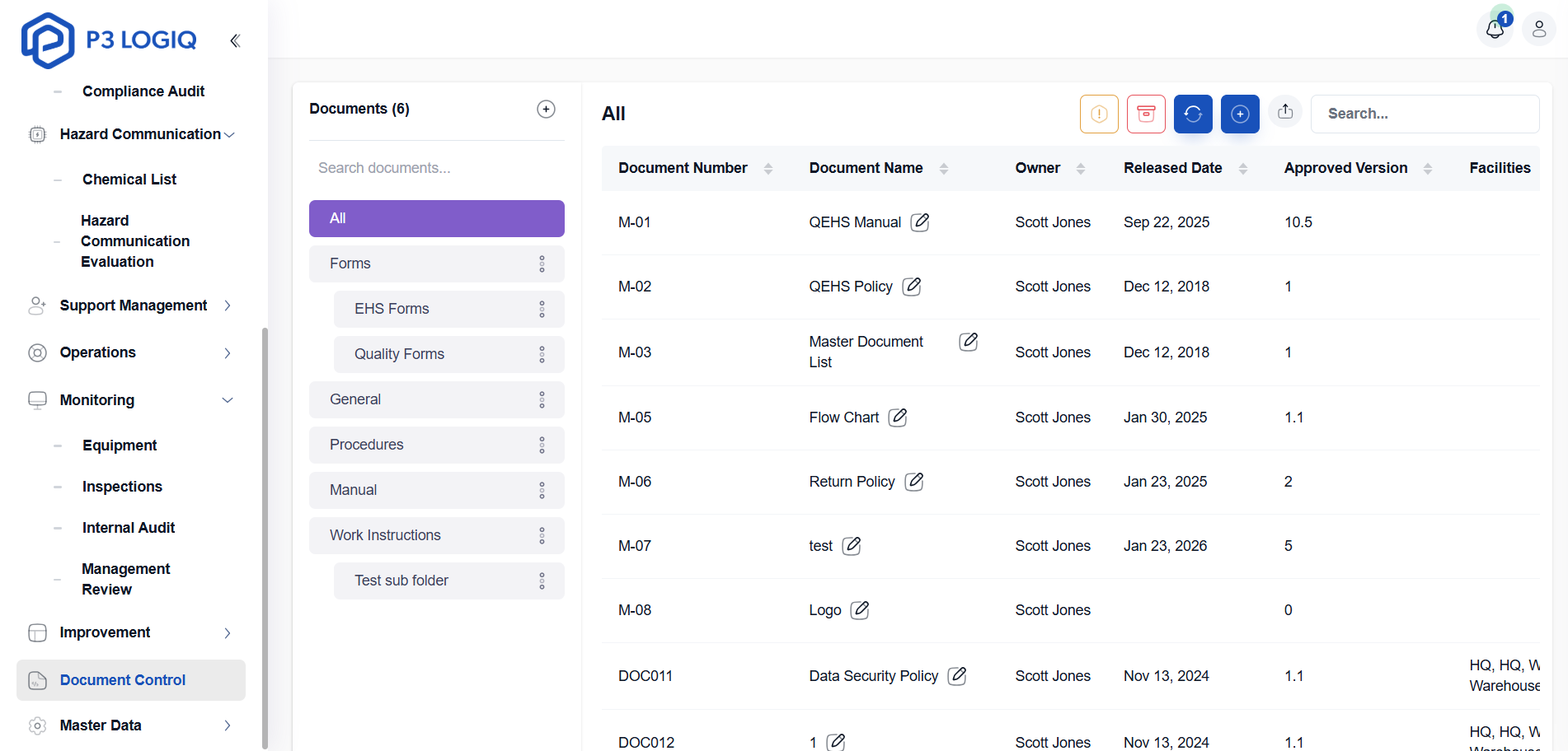 Document management platform by P3 LogiQ is among Qualio alternatives for startups seeking better quality management software.