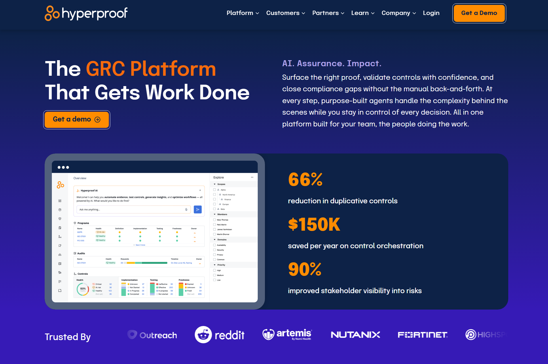 Hyperproof compliance platform, a Vanta alternative, is useful for multi-framework governance, risk management, audit workflows, and compliance operations.