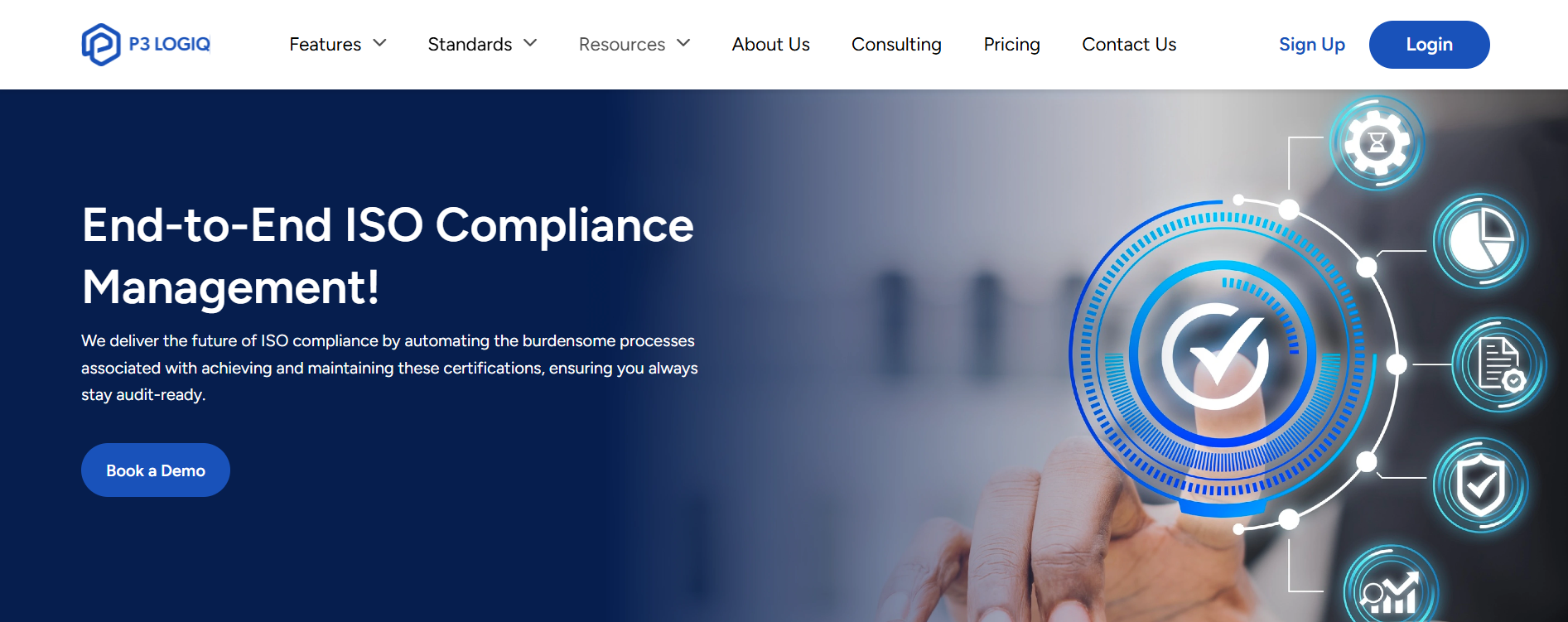 P3 LogiQ ISO 9001 manufacturing compliance platform helping businesses manage ISO 9001 certification and quality management processes.