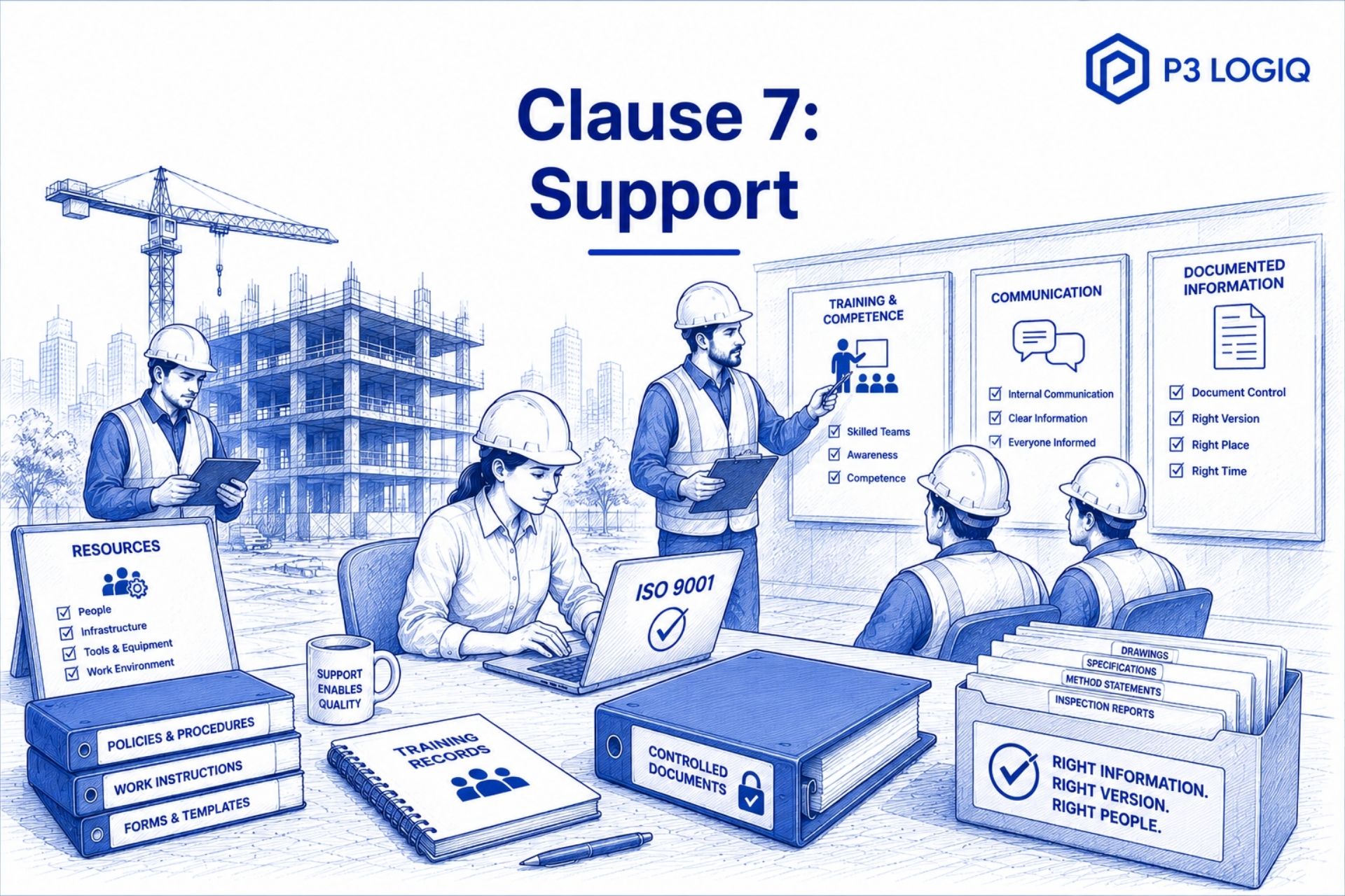 ISO 9001 Clause 7 support for construction companies and quality management.