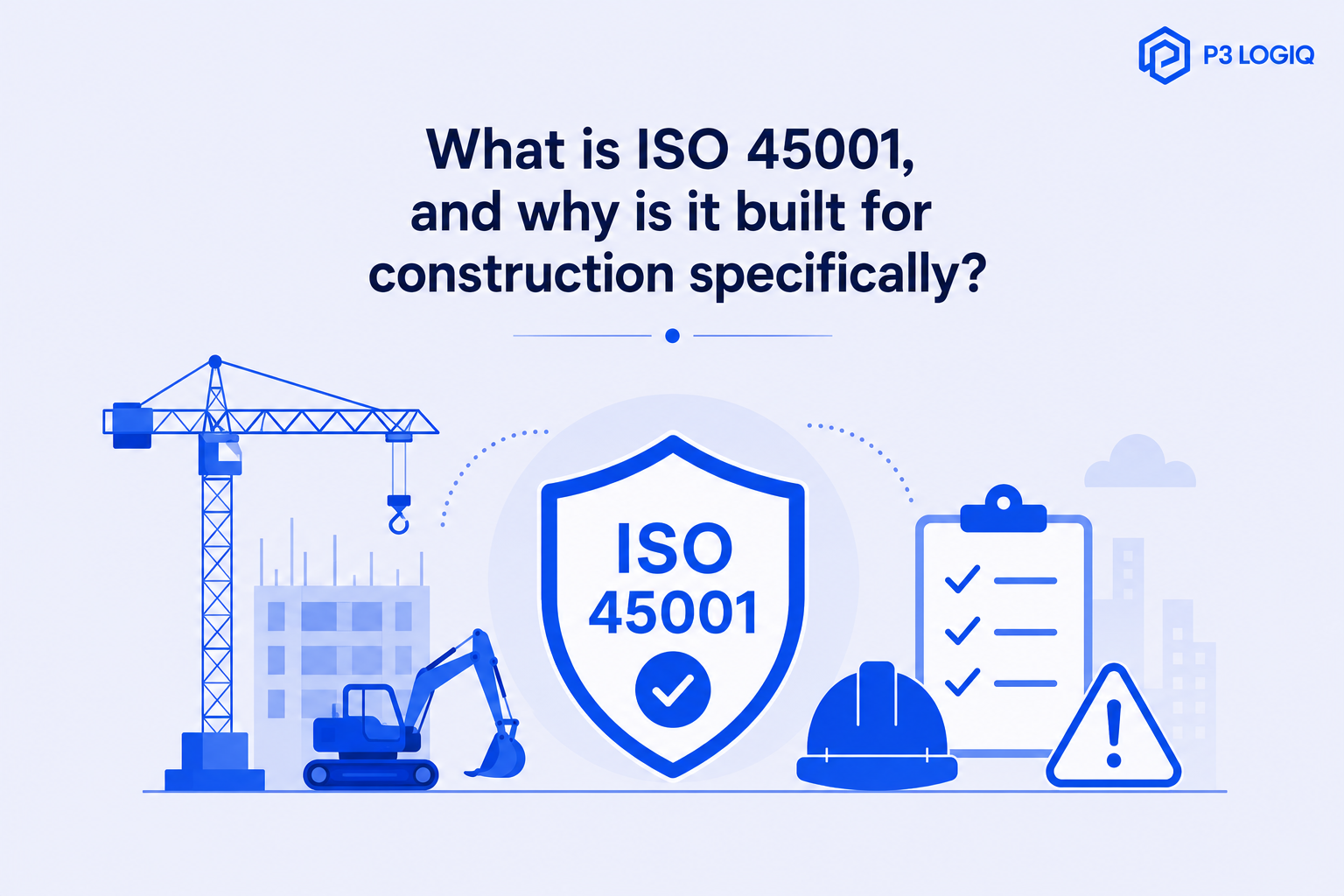 ISO 45001 construction safety management system covering hazard identification, worker involvement, and continuous improvement