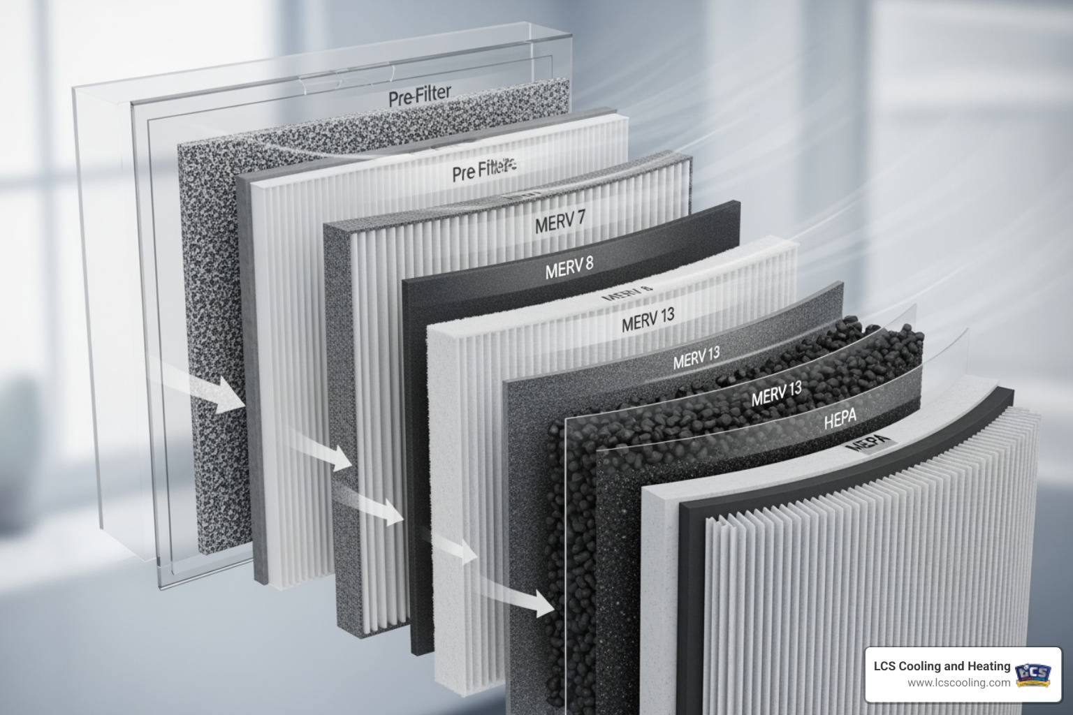 Cutaway view of a multi-stage air filter - Clean home air