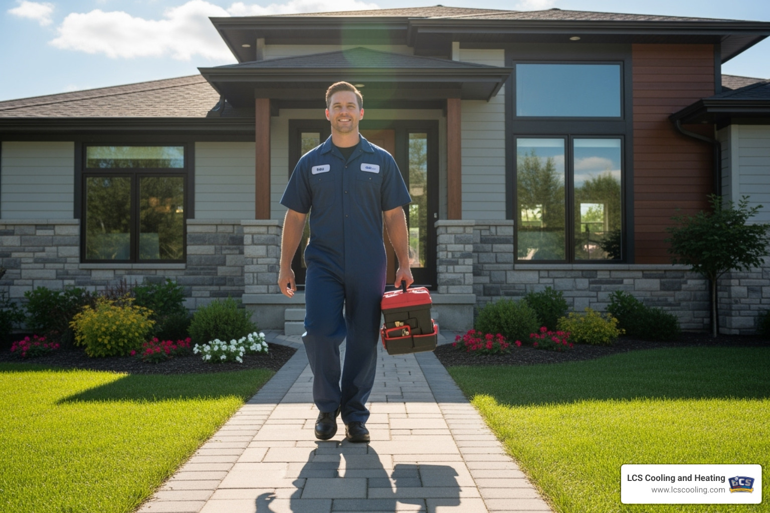 Professional, friendly technician arriving at a home - 24 hour ac repair services in st. petersburg