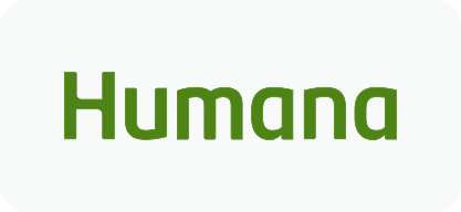 Humana company logo with green text on a white rounded rectangle background.