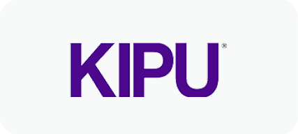 KIPU company logo in bold purple letters on a white background.