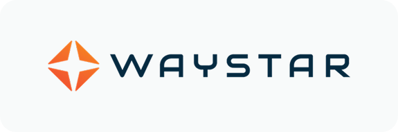 Waystar company logo with an orange star-shaped icon on the left.
