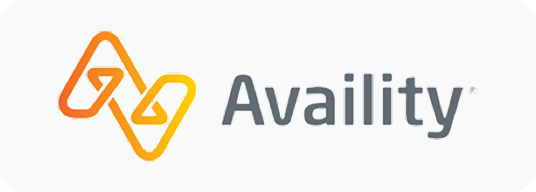 Availity logo with stylized orange and yellow interconnected letters A and V.
