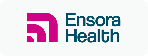 Ensora Health logo with magenta abstract symbol and dark teal text.