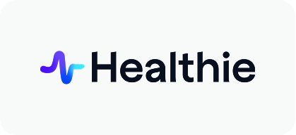 Healthie logo with a stylized gradient blue and purple pulse icon to the left of the word Healthie in black text.