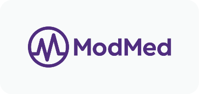 ModMed logo with a purple heartbeat line inside a circle followed by the text ModMed in purple.