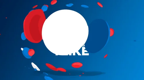 Animation of red, white, and blue circular shapes rotating on a blue background into the Pepsi logo.