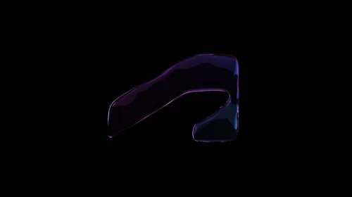 Glossy, abstract 3D shapes with dark purple and blue hues stylistically shift into the Autodesk logo.