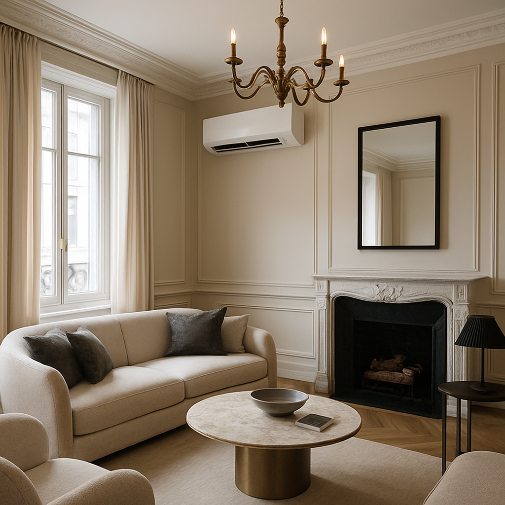 Elegant HVAC installation in a luxury living room